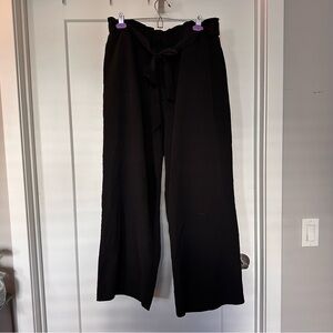 Black Wide Leg Paper Bag Tie Pants